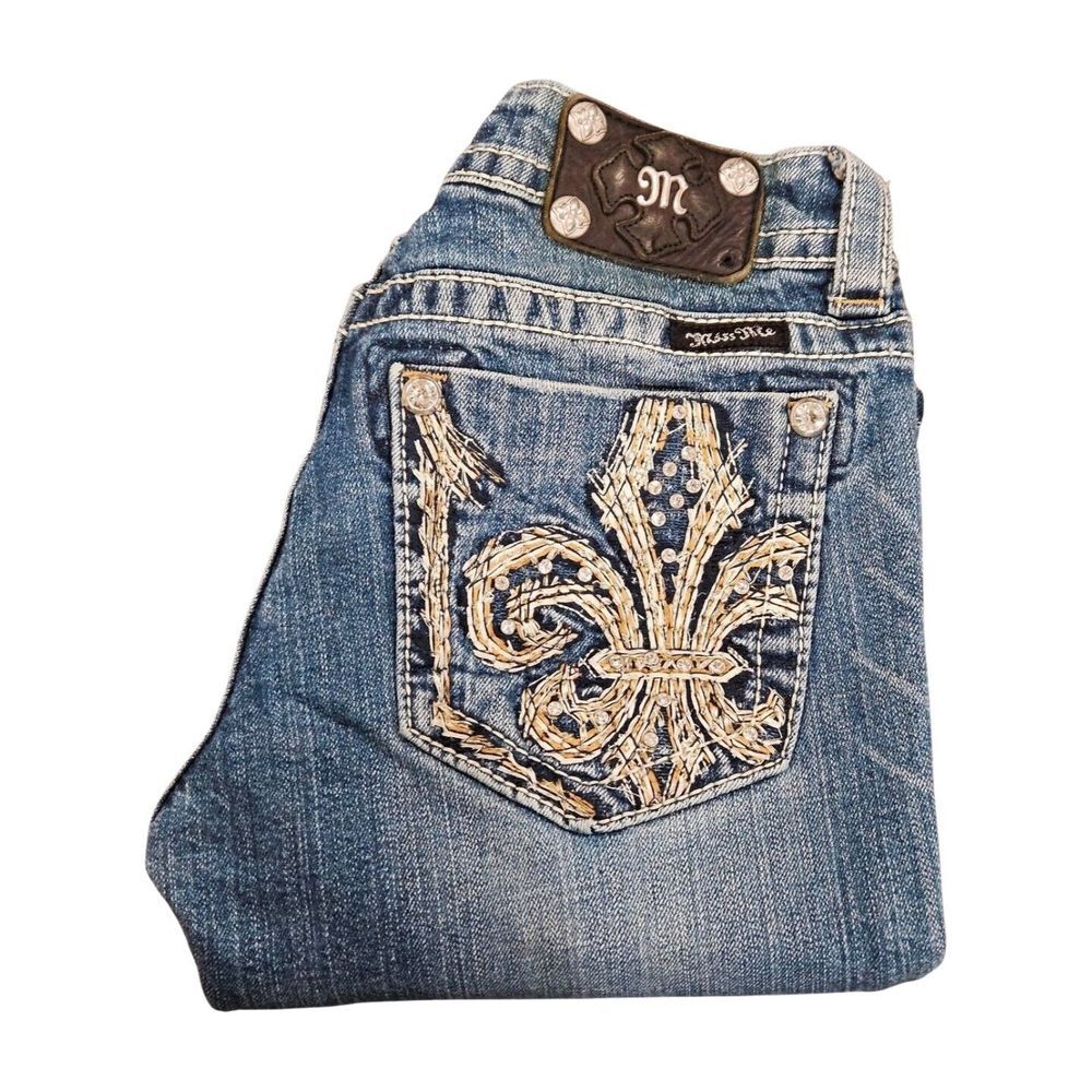 Miss Me Blue Capris with Embroidered Pocket